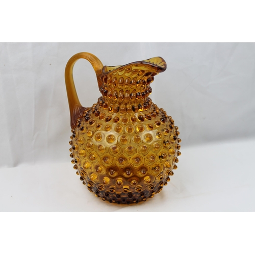 40 - Large Vintage Hand Made Bohemia Amber Glass Jug, Czech Republic, 23 cm tall