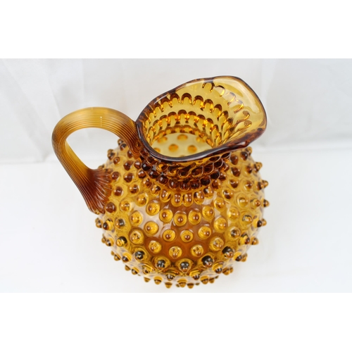 40 - Large Vintage Hand Made Bohemia Amber Glass Jug, Czech Republic, 23 cm tall