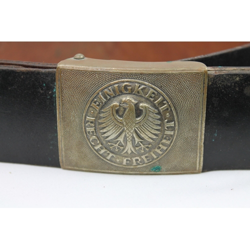 41 - Vintage West German Army Leather Belt , Wermacht Warsaw pact 100.