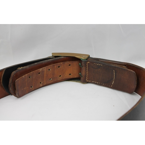 41 - Vintage West German Army Leather Belt , Wermacht Warsaw pact 100.