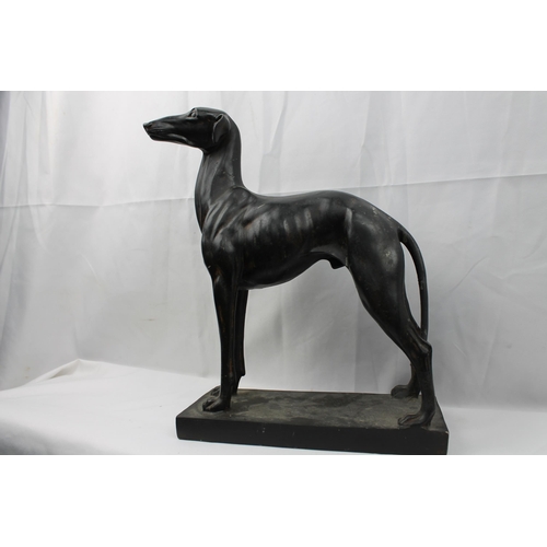 94 - Large Burgess, Elegant Standing Greyhound Dog Statue , 32 X 24cm