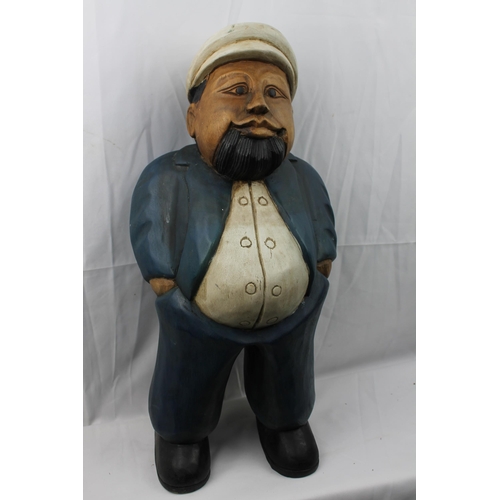 98 - Vintage Large Hand Carved Wooden Sea Captain , 54 cm tall