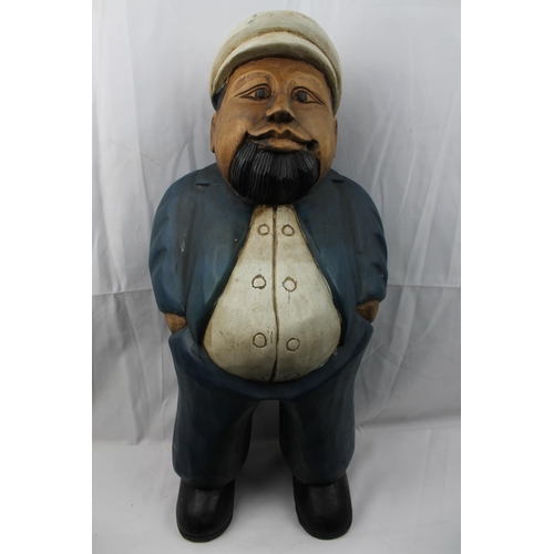 98 - Vintage Large Hand Carved Wooden Sea Captain , 54 cm tall