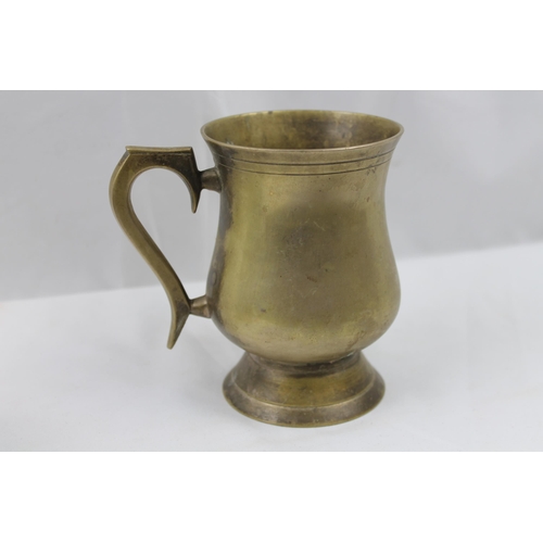 342 - Vintage Footed Brass Mug, 13cm tall