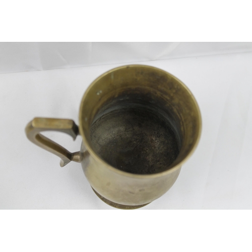 342 - Vintage Footed Brass Mug, 13cm tall