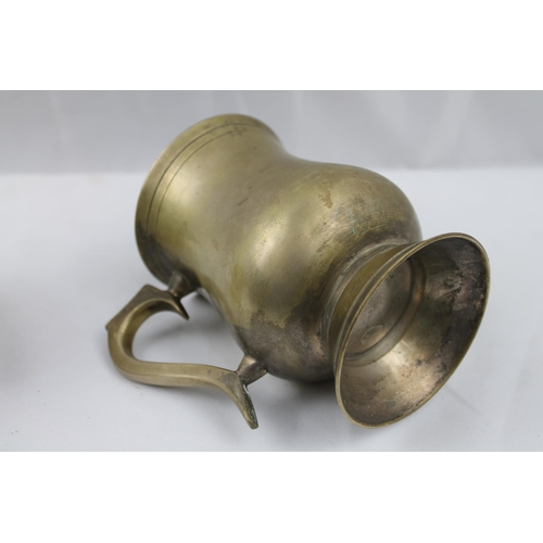 342 - Vintage Footed Brass Mug, 13cm tall