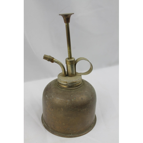 346 - Vintage Sanyei Brass Oil Can, 12cm tall