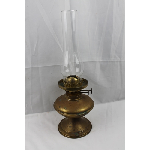 348 - Antique Brass Oil Table Lamp, 43 cm tall,