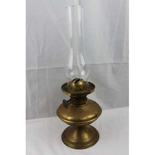 348 - Antique Brass Oil Table Lamp, 43 cm tall,