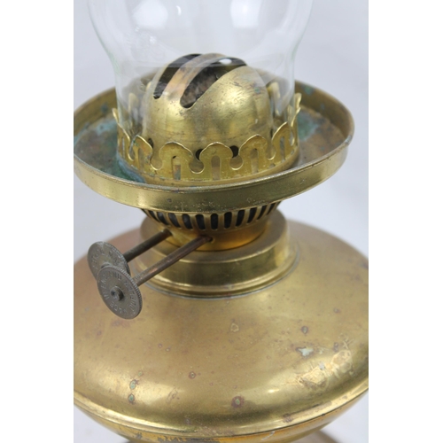 348 - Antique Brass Oil Table Lamp, 43 cm tall,