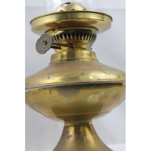 348 - Antique Brass Oil Table Lamp, 43 cm tall,