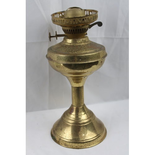 349 - Antique Brass Oil Table Lamp, 32 cm tall