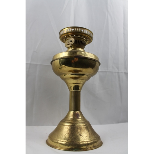 349 - Antique Brass Oil Table Lamp, 32 cm tall