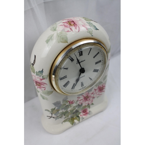 351 - Large Emperor Porcelain Mantle Clock , Quartz, 24 X 16 cm