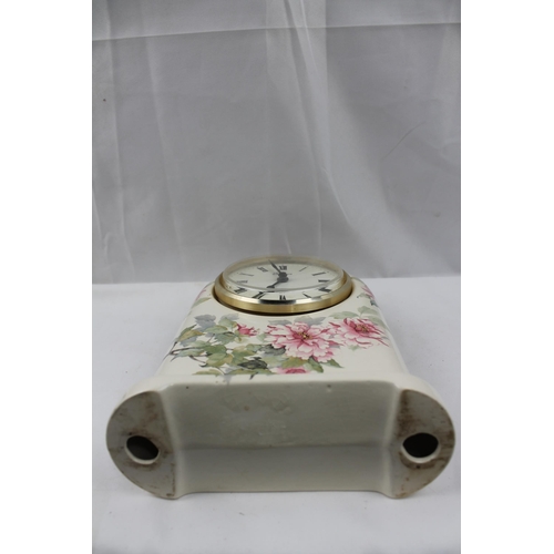 351 - Large Emperor Porcelain Mantle Clock , Quartz, 24 X 16 cm