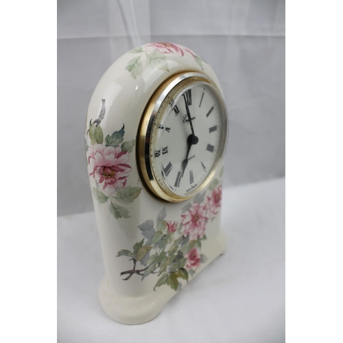 351 - Large Emperor Porcelain Mantle Clock , Quartz, 24 X 16 cm