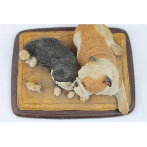 354 - Vintage 1989 Sheratt & Simpson , Bulldog, Cat & Mouse Display Ornament, 20 x 15 cm