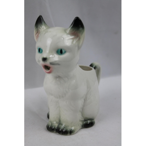 359 - Vintage Foreign Porcelain Cat Milk Jug, 13 cm tall