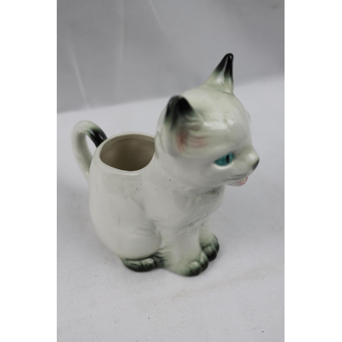 359 - Vintage Foreign Porcelain Cat Milk Jug, 13 cm tall