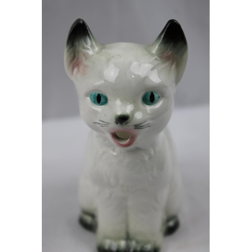 359 - Vintage Foreign Porcelain Cat Milk Jug, 13 cm tall