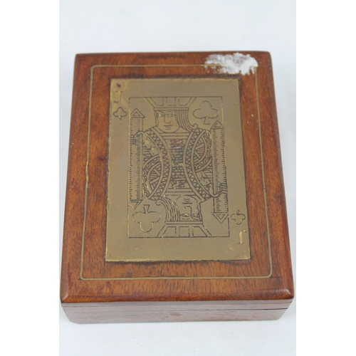 377 - Vintage Wooden Box with Pack of Playing Cards, never opened