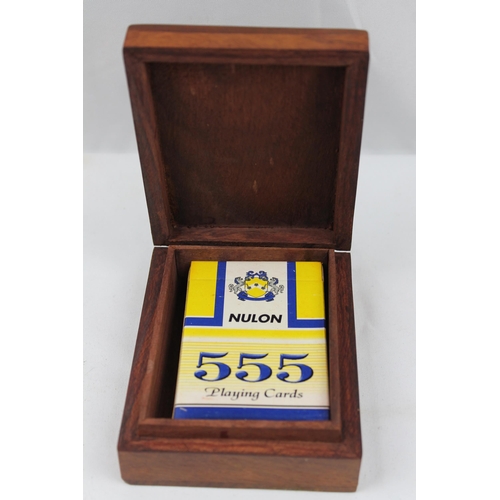 377 - Vintage Wooden Box with Pack of Playing Cards, never opened