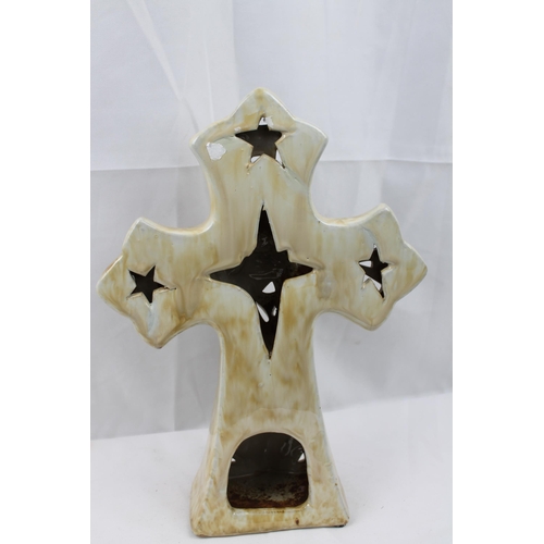 381 - Large Porcelain Cross , mint condition, 30 cm tall