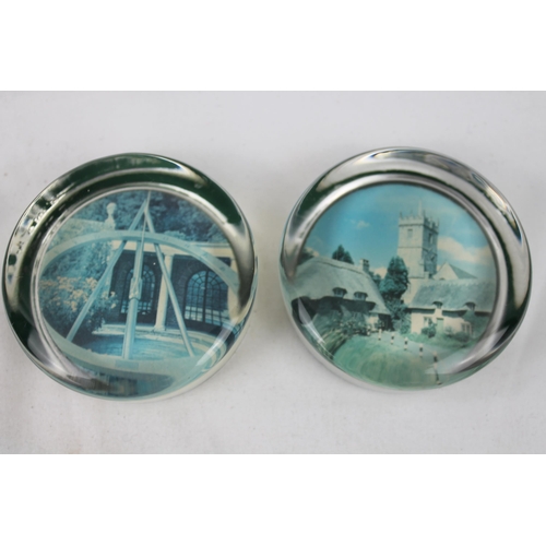 411 - Two Vintage Glass Paperweights, 7 cm in diameter