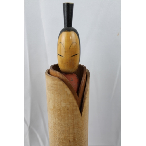 412 - Vintage Tall Japanese Shogun Doll, ( Kokeshi Doll )Hand Carved Wood, 47 cm tall