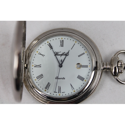 418 - Woodford Pocket Watch with Date in mint condition, 5 cm in diameter