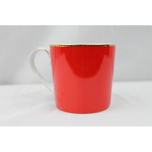 438 - Pip Studio Mug, Small Love Birds Medallion Red,. 7cm tall , 7.3 cm in diameter