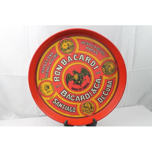 447 - Large Rustic Metal Tray, Ronbacardi, Bacardi & Ca., 39 cm in diameter