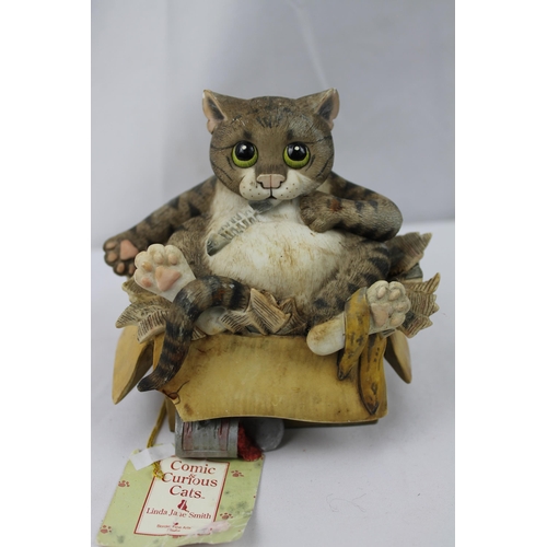 455 - Comic & Curious Cats, Lina Jane Smith, Alley Cat with Tags in Mint Condition, 12 cm tall