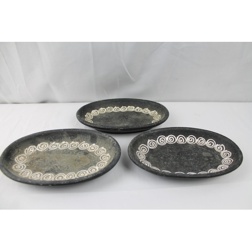 457 - Three Vintage Hand Made Italy Coal Terracotta Trays, 17 cm