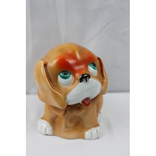 460 - Vintage age Porcelain Dog Storage Box, mint condition, 12 cm tall, X 12 cm in diameter