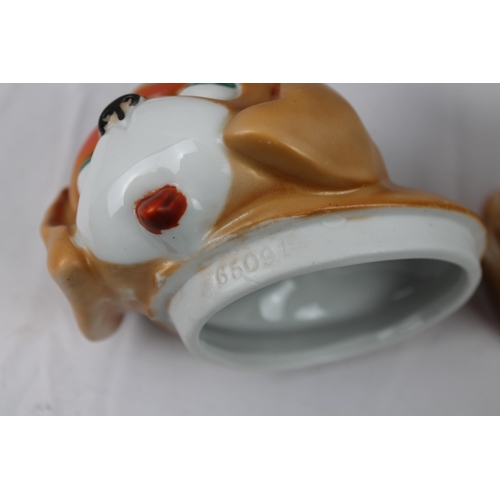 460 - Vintage age Porcelain Dog Storage Box, mint condition, 12 cm tall, X 12 cm in diameter