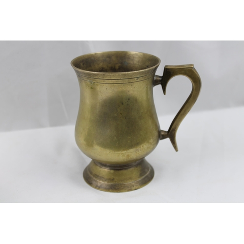 53 - Vintage Footed Brass Mug, 13cm tall