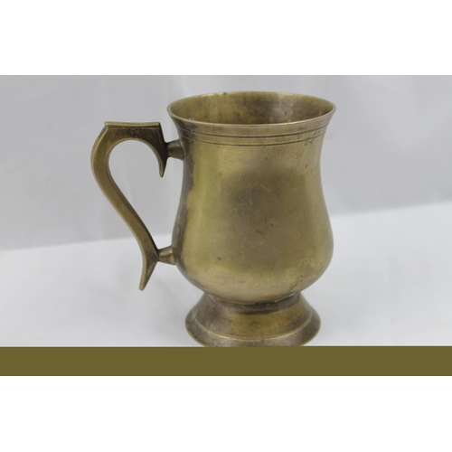 53 - Vintage Footed Brass Mug, 13cm tall