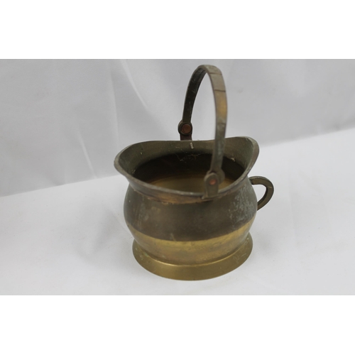 54 - Small Vintage Rustic Brass Flower Pot, 7cm tall and a 10 cm in diameter