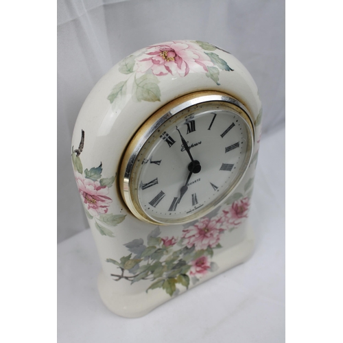 59 - Large Emperor Porcelain Mantle Clock , Quartz, 24 X 16 cm