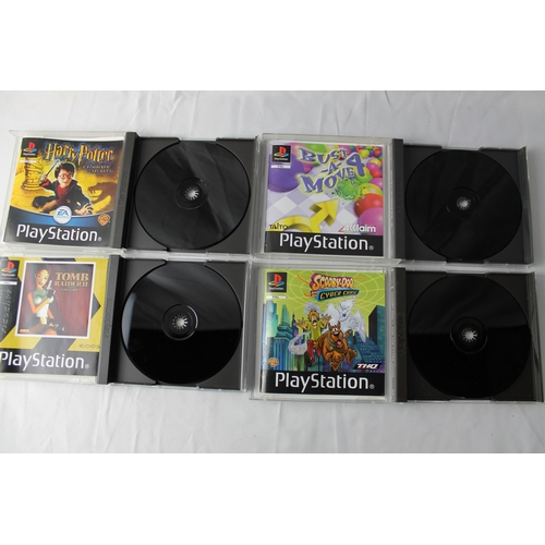 11 - Play Station 1, Four Games, Harry Potter And The Chamber of Secret, Bust a Move 4, Scooby Doo And Th... 