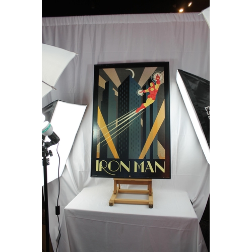 21 - Large Vintage Iron Man Poster on Hard Board and framed, 93 x 63 cm
