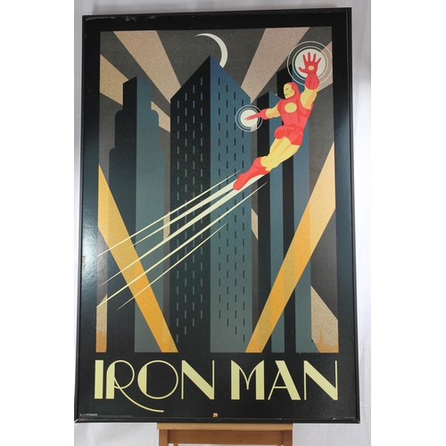 21 - Large Vintage Iron Man Poster on Hard Board and framed, 93 x 63 cm