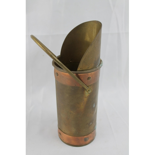 4 - Vintage Cooper and Brass Matchstick Holder, 21 cm tall