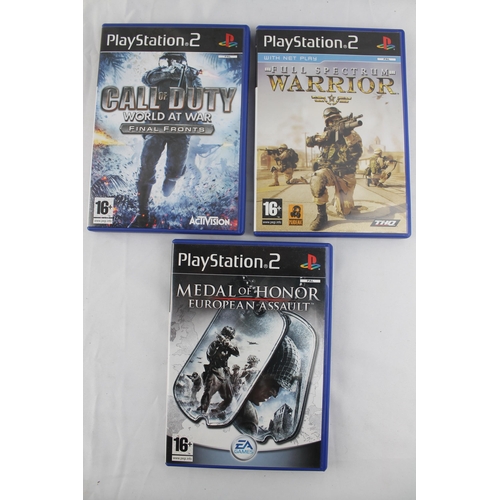 7 - Play Station 2 , Three Games, Call of Duty - Final Fronts, Medal of Honor - European Assault, Warrio... 