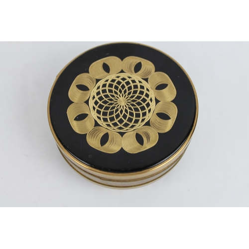 58 - Margaret Rose , Black & Gold Trinket Box , 7.6 cm in diameter