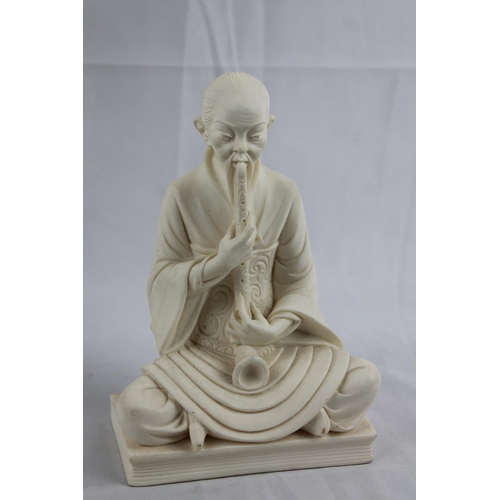 15 - A Giannelli
Alabaster Resin Sculpture Asian Man Playing Instrument 17cm height