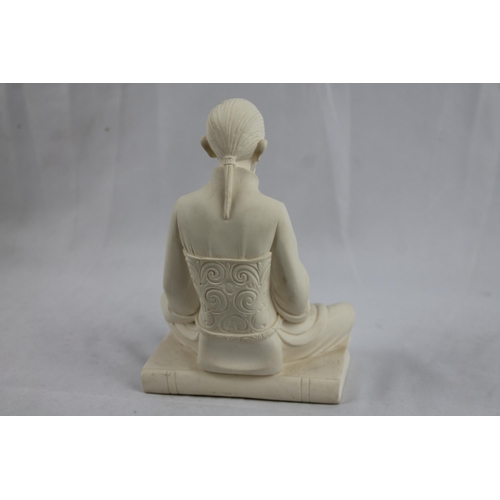 15 - A Giannelli
Alabaster Resin Sculpture Asian Man Playing Instrument 17cm height