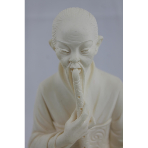 15 - A Giannelli
Alabaster Resin Sculpture Asian Man Playing Instrument 17cm height