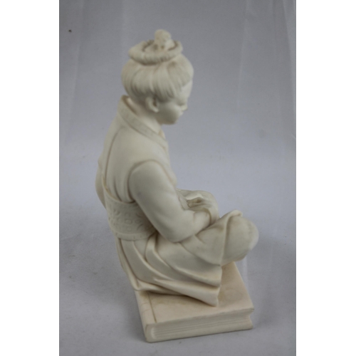 16 - A Giannelli
Alabaster Resin Sculpture Asian Woman Playing Instrument 17cm height